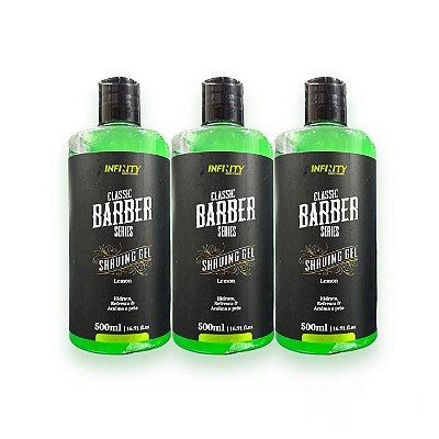 Kit Shaving Gel barbear 500ml INFINITY LOOKS HAIR Lemon 3 unidades