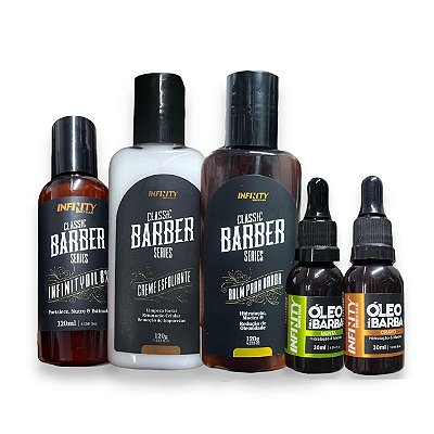 Kit para barba óleo + creme esfoliante + Balm + Tônico 8% Infinity