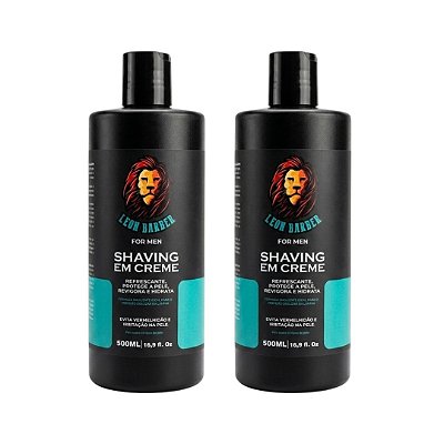 KIT Shaving Creme para Barbear 500ml  Leon Barber (2 unidades)