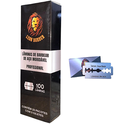 Lâminas de Barbear Aço Inox Leon Barber 100 lâminas
