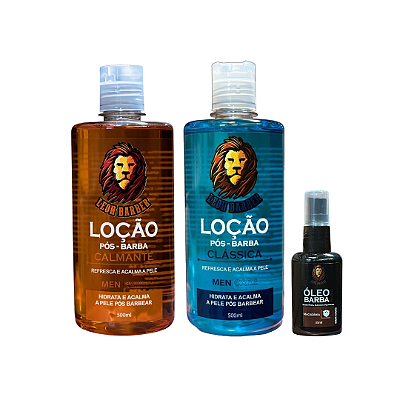 KIT Loção Pós Barba 500ml (2 unidades) + Óleo Macadâmia 35ml Leon Barber