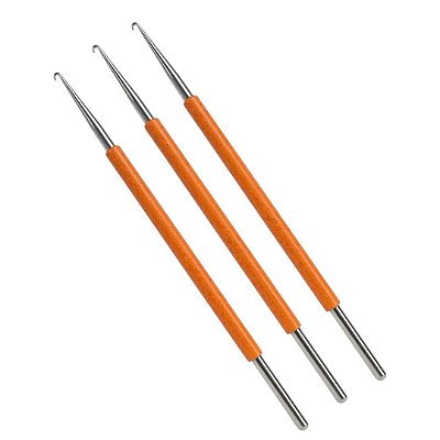 KIT Agulha Aço Inox emborrachada Laranja para Reflexo ou crochê Leon Barber (3 unidades)