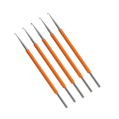 KIT Agulha Aço Inox emborrachada Laranja para Reflexo ou crochê Leon Barber (5 unidades)