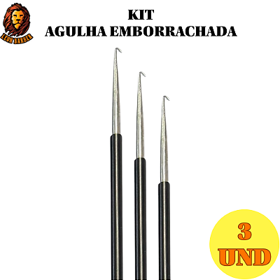 Kit 3 und Agulha Aço Inox para Reflexo Leon Barber Preto