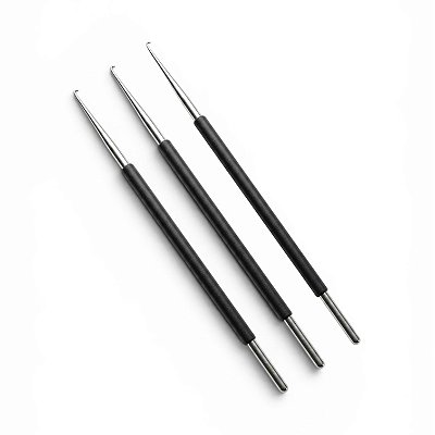 KIT Agulha Aço Inox para Reflexo ou crochê Leon Barber Preto (3 unidades)
