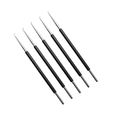 KIT Agulha Aço Inox emborrachado preto para Reflexo ou crochê Leon Barber (5 unidades)