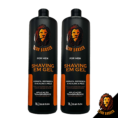 KIT Shaving Gel para Barbear 1000ml Leon Barber (2 unidades)