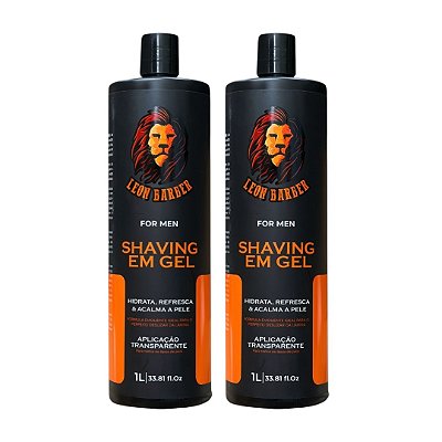 KIT Shaving Gel para Barbear 1000ml Leon Barber (2 unidades)