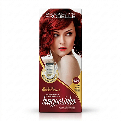 Tonalizante sem amônia burguesinha 6.66 - Louro Escuro vermelho intenso Probelle probelle