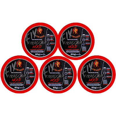 KIT 5x Cera Modeladora Hold Leon Barber Efeito Molhado Fixação Extraforte 80g