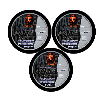 KIT 3x Cera Modeladora Matte Effect Leon Barber Efeito Molhado Fixação Extraforte 80g