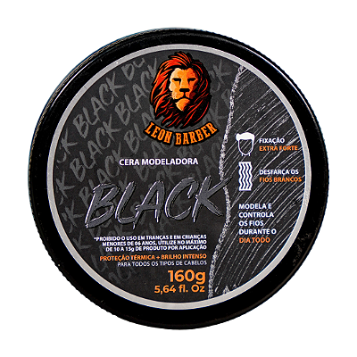 Cera Modeladora Black 160g Leon Barber Fixação Extra Forte disfarça fios brancos