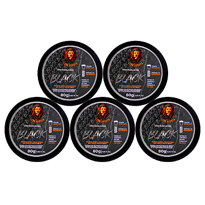 KIT 5x Cera Modeladora Black 80g Leon Barber Fixação Extra Forte disfarça fios brancos