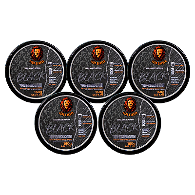 KIT 5x Cera Modeladora Black 160g Leon Barber Fixação Extra Forte disfarça fios brancos