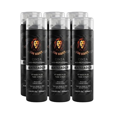 KIT 6x Matizador para cabelo Cinza Ativador Tom Cinza 250ml Leon Barber