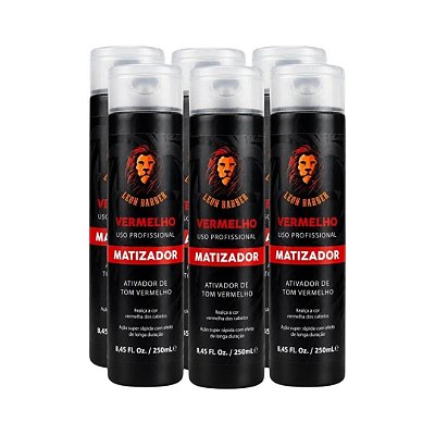 KIT 6x Matizador para cabelo Vermelho Ativador Tom Vermelho 250ml Leon Barber