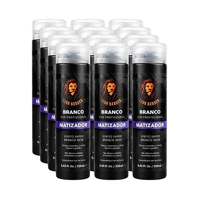 KIT Matizador para cabelo e barba Super Branco Nevou 250ml Leon Barber (12 unidades)
