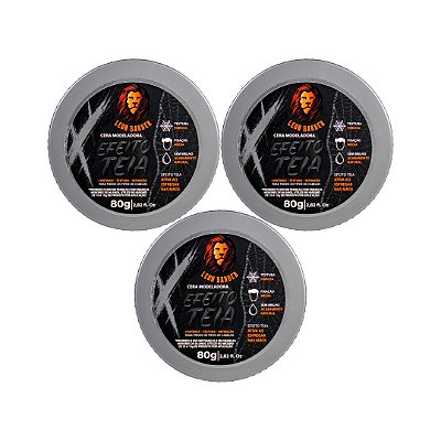 Kit 3x Cera Modeladora Teia 80g Leon Barber Fixação Extra Forte Textura fibrosa natural
