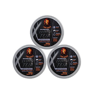Kit 3x Cera Modeladora Teia 160g Leon Barber Fixação Extra Forte Textura fibrosa natural