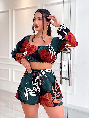 Short Joana - Estampado Folhas