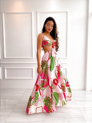 Vestido Mara - Estampado Rosa