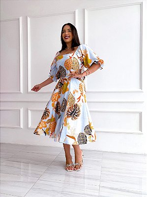 Vestido Heloisa - Estampado Azul
