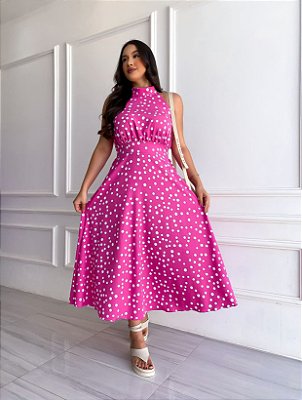 Vestido Pérola - Fúcsia Poá