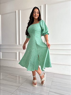 Vestido Heloisa - Verde Poá