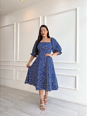 Vestido Heloisa - Azul Poá