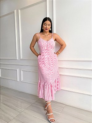 Vestido Júlia - Rosa e Branco