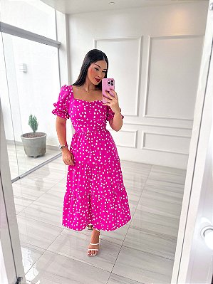 Vestido Tereza - Fúcsia Poá