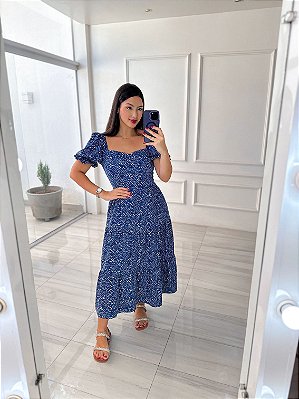 Vestido Tereza -  Azul Poá