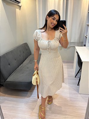 Vestido Bianca - Bege e Branco