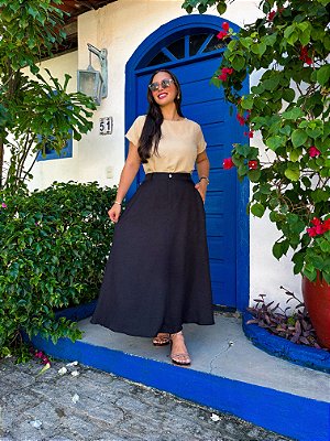 Saia Alícia - Preto