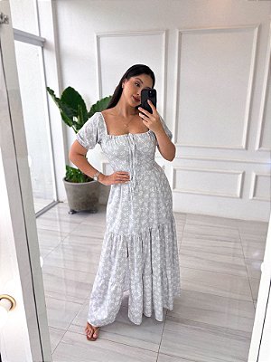 Vestido Alessandra - Estampado Cinza