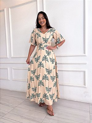 Vestido Catarina - Estampado Bege