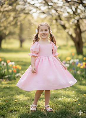 Vestido Helô - Rosa Bebê