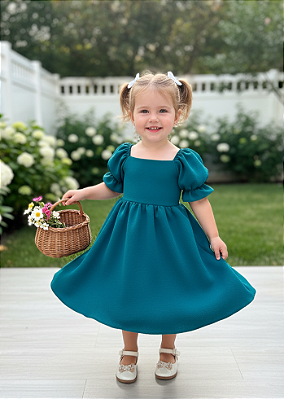 Vestido Helô - Azul Jade