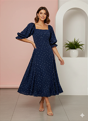 Vestido Heloisa - Poá Marinho