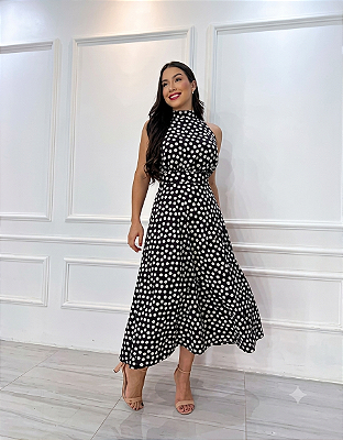Vestido Pérola - Preto Poá
