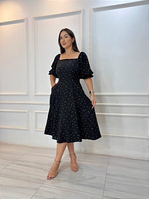 Vestido Heloisa - Preto Poá