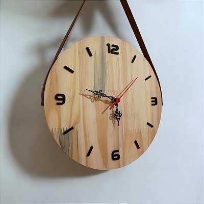 Relógio Pinus Números e Palitos 28 cm
