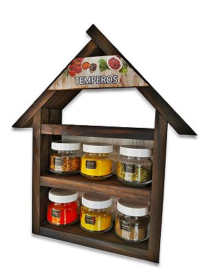 Casinha Temperos 06 Potes Vidro