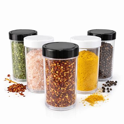 Kit com Potes de Acrílico 90ml Para Temperos