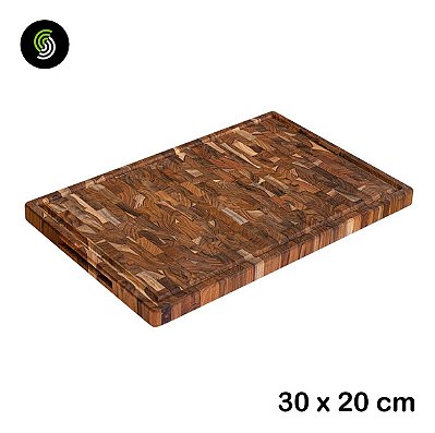 Tábua Madeira Teca Multiuso Carne Churrasco 30 X 20 Cm Stolf