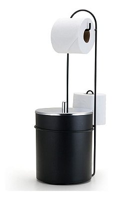 Suporte Porta Papel Higiênico Com Lixeira 5l Tampa Inox 2518