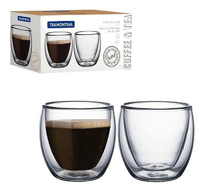 Conjunto De Xícaras Tramontina Para Café Vidro Duplo 2 Peças
