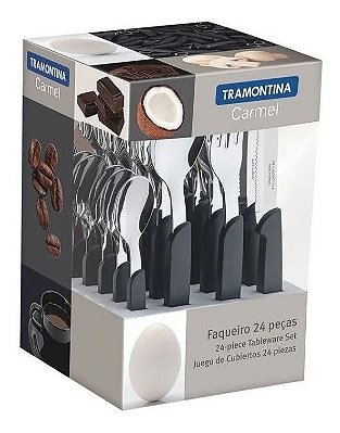 Faqueiro Tramontina Aço Inox Carmel Natural Escuro 24 Peças