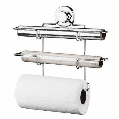Porta Papel Toalha Alumínio Pvc Future Fixação Por Ventosa