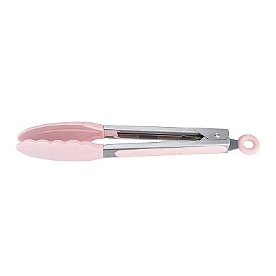 Pegador Inox C/ Ponta Em Silicone Rosa 23cm